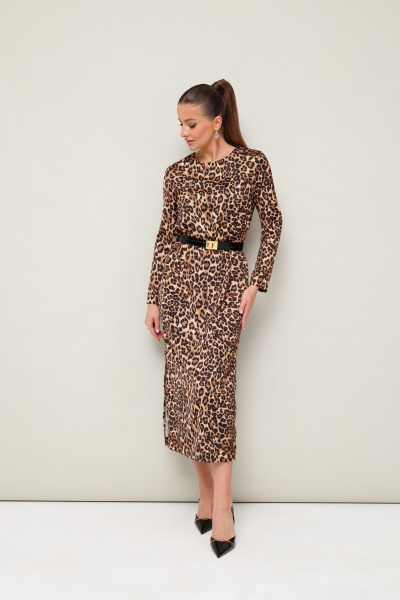 Миди-платье из струящейся ткани с анималистичным принтом PUR PUR 11-247/4 - фото 1