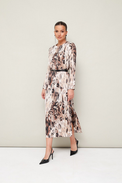 Нарядное миди платье с абстрактным принтом и блестящим эффектом PUR PUR 11-247/6 - фото 3