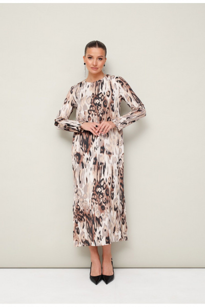 Нарядное миди платье с абстрактным принтом и блестящим эффектом PUR PUR 11-247/6 - фото 1