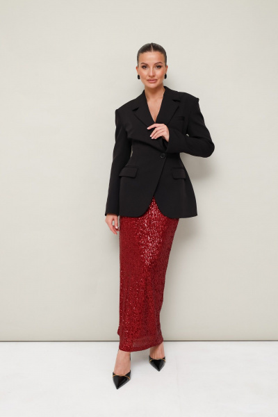 Юбка из пайеток с поясом на резинке и полуприлегающим силуэтом PUR PUR 11-255/2 - фото 1