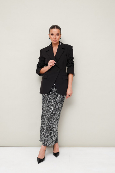 Юбка из велюра с пайетками, на резинке и разрезом PUR PUR 11-259 - фото 2