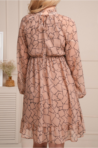 Платье из полупрозрачного шифона с воланом LaKona 11477 мокко - фото 6