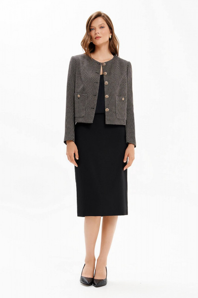 Жакет Nelva 1886 черно-кремовый жаккард - фото 4