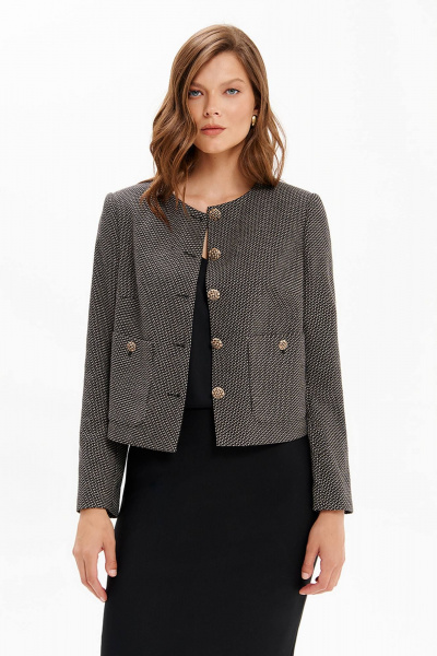Жакет Nelva 1886 черно-кремовый жаккард - фото 1