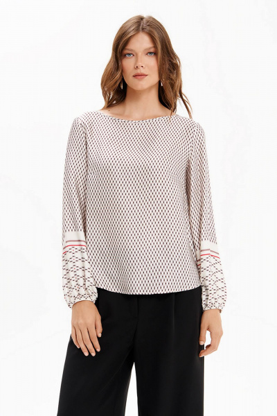 Блуза Nelva 23485 кремовый принт - фото 1