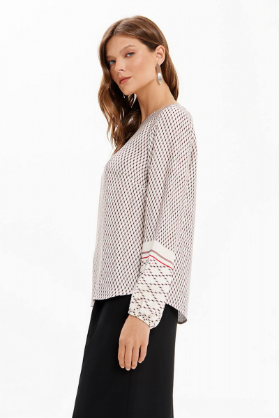 Блуза Nelva 23485 кремовый принт - фото 2