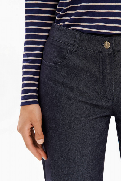 Лонгслив Nelva 23487 сине-бежевая полоска - фото 4