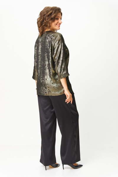 Блуза, брюки БАГРЯНИЦА 5103 черное золото - фото 2