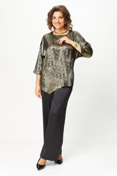 Блуза, брюки БАГРЯНИЦА 5103 черное золото - фото 1