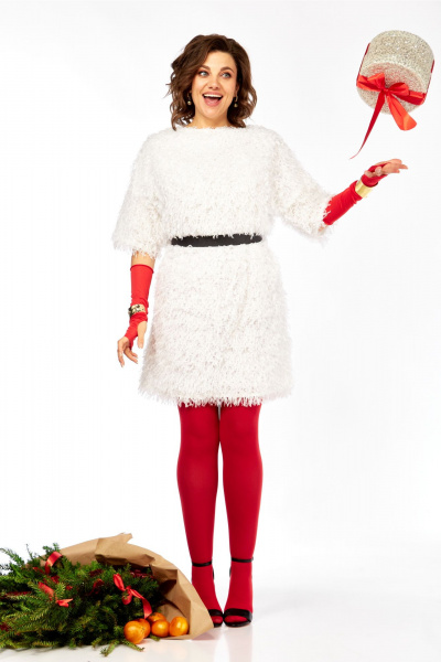 Платье Ольга Стиль Л-435 белое-молоко - фото 4