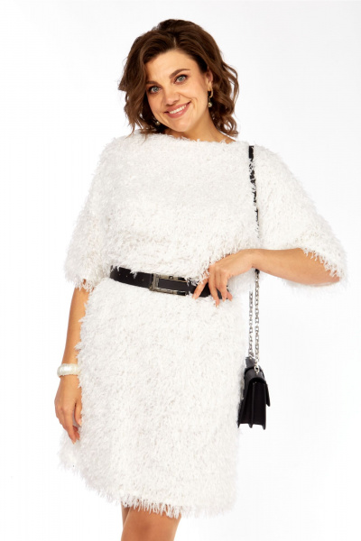 Платье Ольга Стиль Л-435 белое-молоко - фото 2