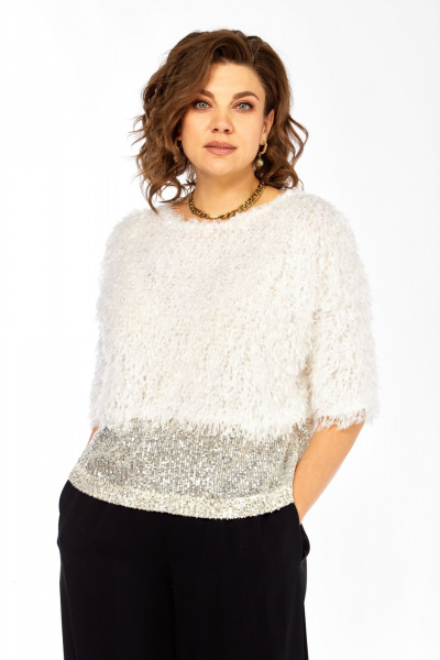 Блуза Ольга Стиль Л-436 белое-молоко - фото 1