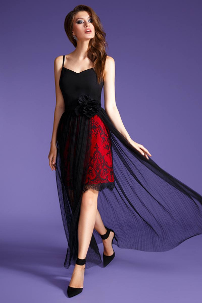 Платье LaVeLa L1773 черный/бордовый - фото 1