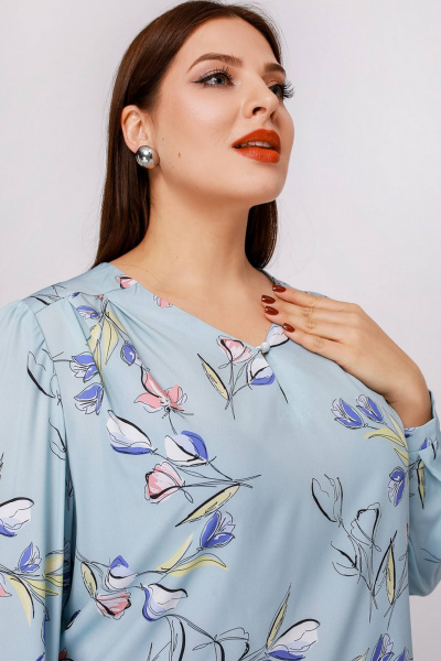 Блуза La rouge 62575 мята-(цветы) - фото 3