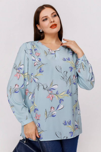 Блуза La rouge 62575 мята-(цветы) - фото 1