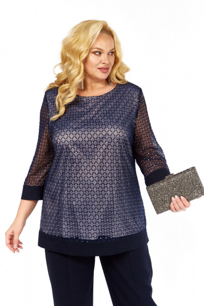 Блуза Элль-стиль 2435/1а темно-синий - фото 4