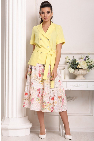 Жакет, юбка Мода Юрс 2685 лимон - фото 1