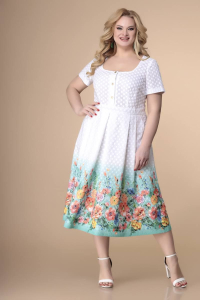 Платье Romanovich Style 1-2163 белый/бирюза - фото 1