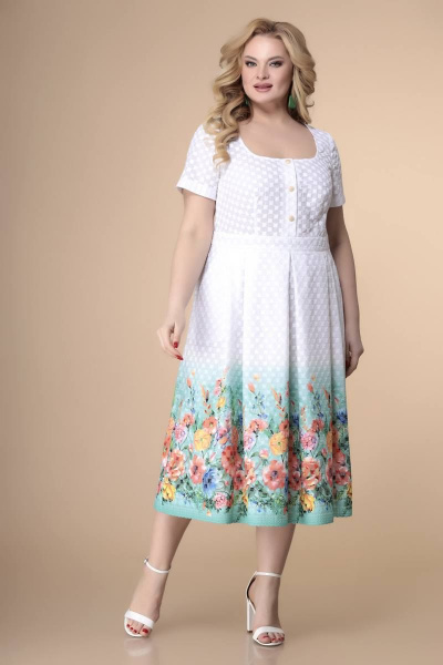 Платье Romanovich Style 1-2163 белый/бирюза - фото 3