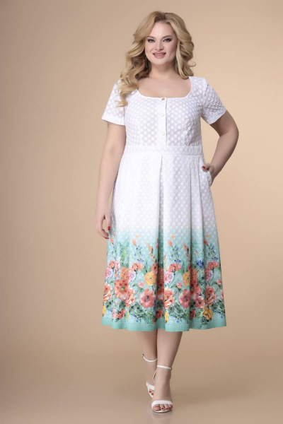 Платье Romanovich Style 1-2163 белый/бирюза - фото 2