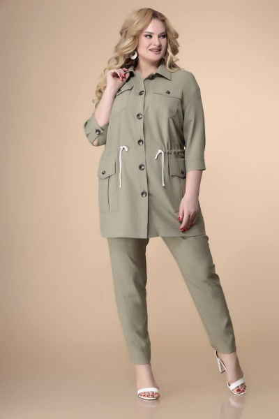 Блуза, брюки, жакет Romanovich Style 3-2161 хаки/белый - фото 3