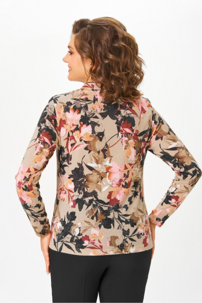 Блуза DaLi 4068.1 беж цветы - фото 4