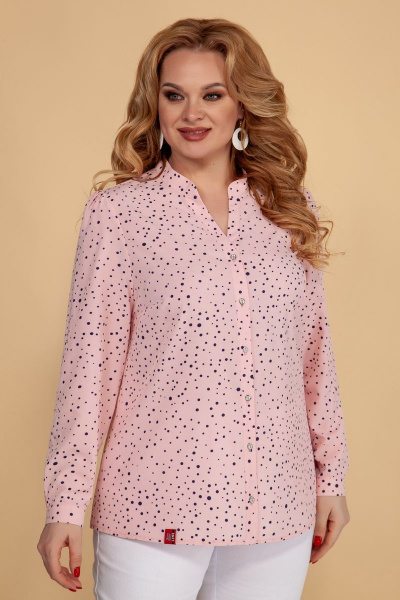Блуза AVLINE 1737 розовая+горох - фото 1