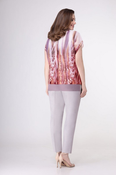 Блуза, брюки VOLNA 1190 сиренево-терракотовый+бежево-сиреневый - фото 2