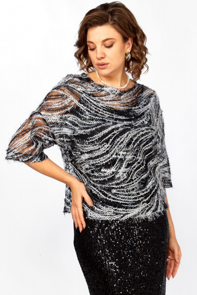 Блуза, топ, юбка Ольга Стиль Л-434 темно-синий - фото 10