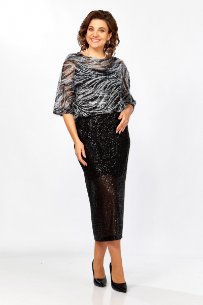 Блуза, топ, юбка Ольга Стиль Л-434 темно-синий - фото 8