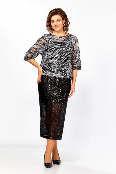 Блуза, топ, юбка Ольга Стиль Л-434 темно-синий - фото 6