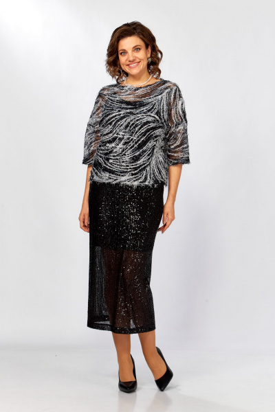 Блуза, топ, юбка Ольга Стиль Л-434 темно-синий - фото 2