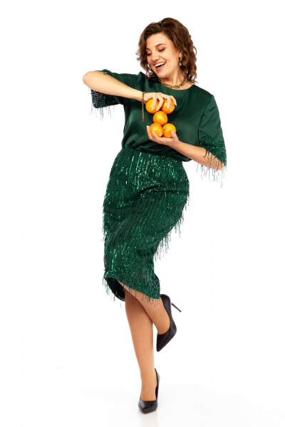 Платье Ольга Стиль С-982 зеленый - фото 6