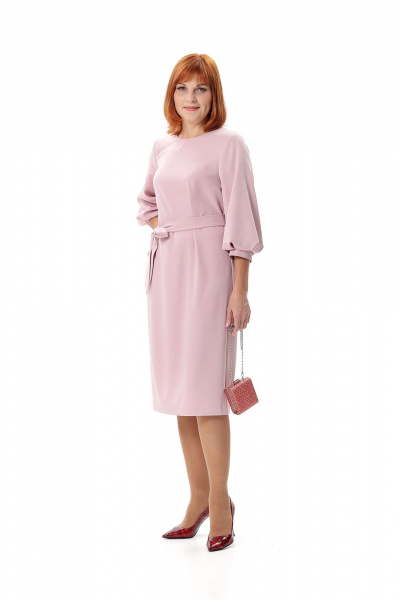 Платье с талевыми вытачками и шлицей Соджи 578 пудровый - фото 3
