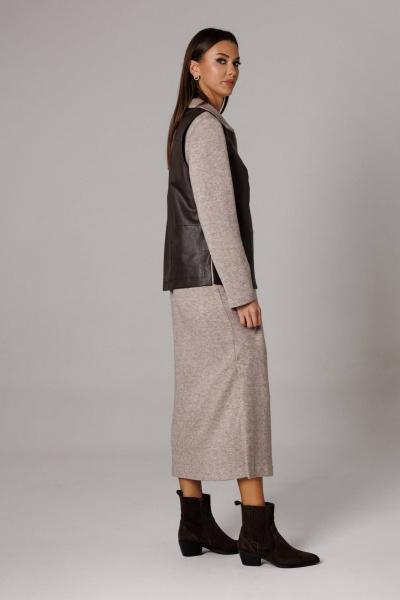 Жилет, платье Ларс Стиль 1175 бежевый,шоколадный - фото 2