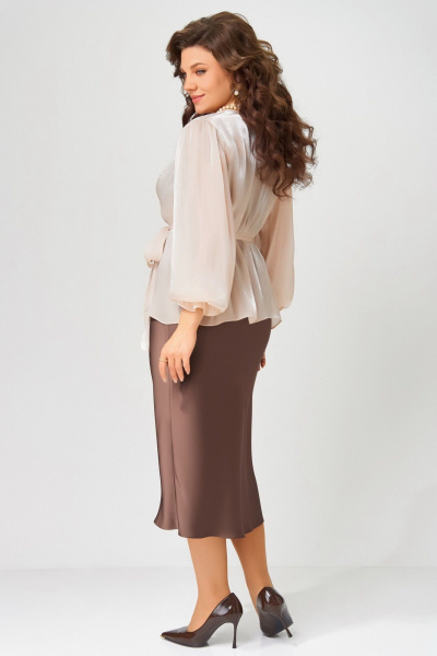 Платье, туника Fita 3192 шоколад+пудра - фото 7