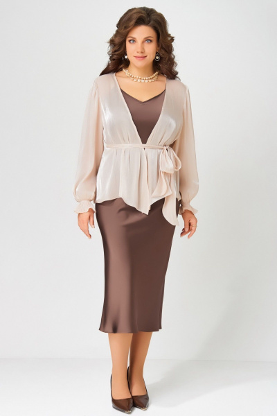 Платье, туника Fita 3192 шоколад+пудра - фото 1