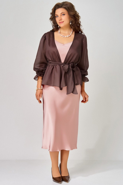 Платье, туника Fita 3193 розово-шоколадный - фото 3