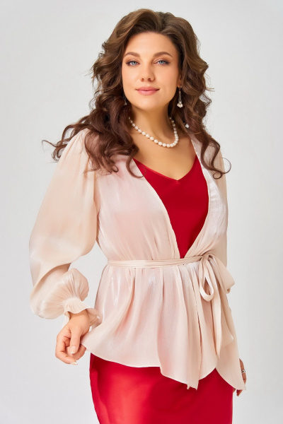 Платье, туника Fita 3194  красный+пудра - фото 7