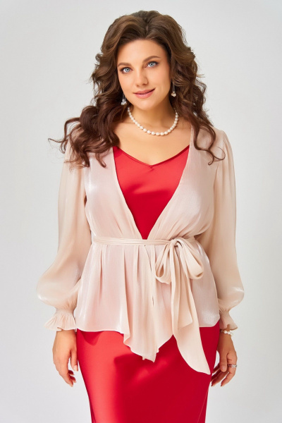 Платье, туника Fita 3194  красный+пудра - фото 6