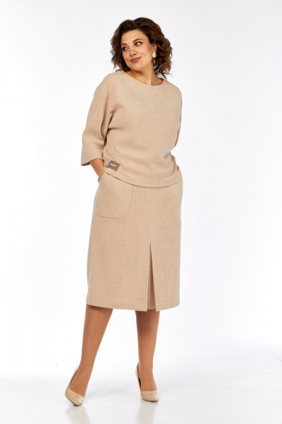 Блуза, юбка Элль-стиль 2441 бежевый - фото 2