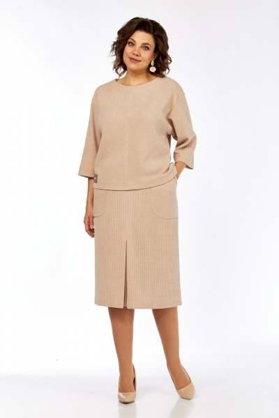 Блуза, юбка Элль-стиль 2441 бежевый - фото 1