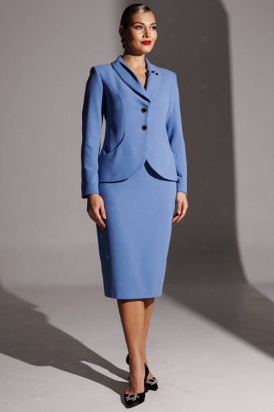 Жакет, юбка Мода Юрс 25-2942 голубой - фото 1