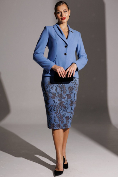 Жакет, юбка Мода Юрс 25-2942 голубой_принт - фото 2