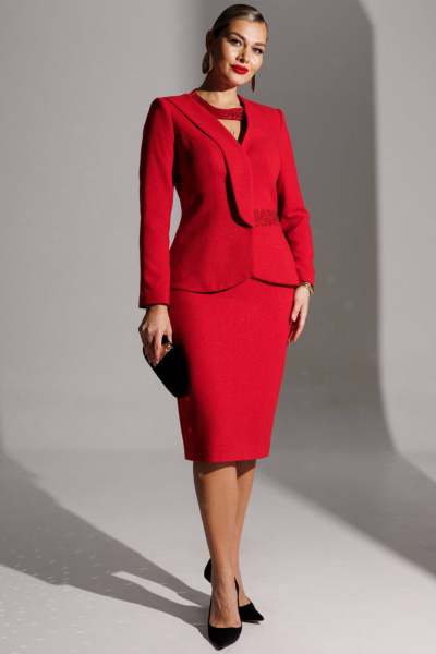Жакет, юбка Мода Юрс 25-2888 красный - фото 7