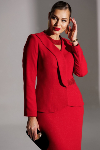 Жакет, юбка Мода Юрс 25-2888 красный - фото 6