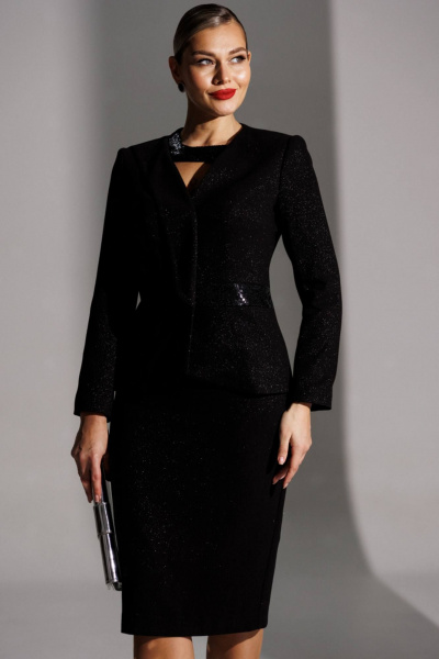 Жакет, юбка Мода Юрс 25-2888 черный - фото 7