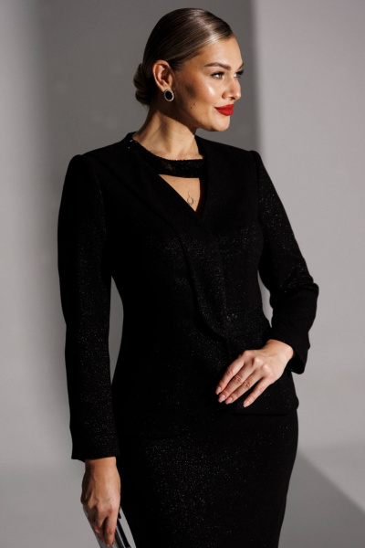 Жакет, юбка Мода Юрс 25-2888 черный - фото 6