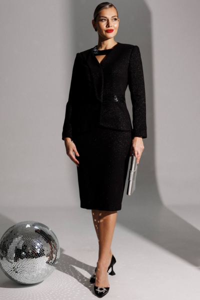 Жакет, юбка Мода Юрс 25-2888 черный - фото 1