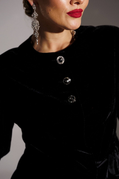 Жакет, юбка Мода Юрс 25-2623 черный_красный - фото 6